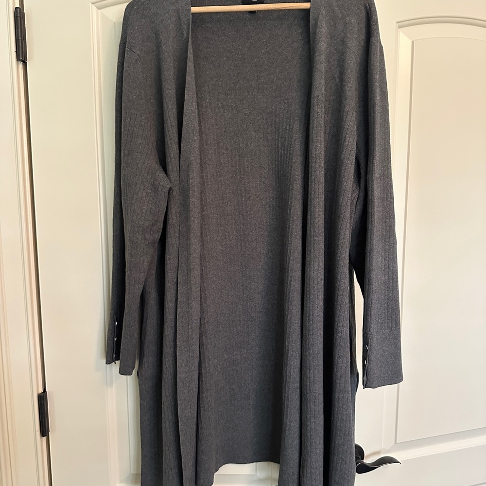 Talbots Charcoal Open Front Cardigan